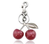 Portachiavi a forma di ciliegia, per borse, borse, accessori per la festa della mamma, idee di compleanno, Argentato, Small