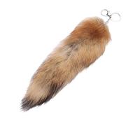 Portachiavi a forma di coda da 40 cm, ciondolo a forma di coda di volpe, da donna, portachiavi con pompon e coda di volpe, coda di pelliccia sintetica, giocattolo cosplay per borsa zaino, 4 kaki,