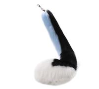 Portachiavi a forma di coda unica con ciondolo carino, catena per auto, coda morbida, ornamento per borsa, decorazione per zaino, Nero Blu 9, Taglia unica