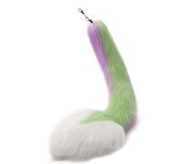 Portachiavi a forma di coda unica con ciondolo carino, catena per auto, coda morbida, ornamento per borsa, decorazione per zaino, Verde Viola 23, Taglia unica
