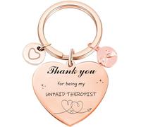 Portachiavi a forma di cuore con messaggio "Thank You for Being My Unpaid Therapist", oro rosa, regalo di compleanno, per migliore amica, migliore amica, sorella, Oro rosa, 3 Centimeters