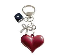 Portachiavi a forma di cuore in acrilico rosso dolce e freddo, pendente versatile per il setaccio per telefono, accessori alla moda per lo zaino