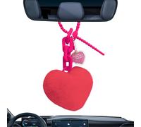 Portachiavi a forma di cuore in peluche | Portachiavi a forma di cuore per borsetta | Decorazione auto borsa tote personalizzabile per uomini e donne, rosa acceso, Se référer au descriptif