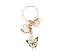 Portachiavi a forma di farfalla per donna colorato ciondolo da tasca e portafortuna, accessorio versatile per borsa o zaino, regalo per donne, argento, S