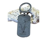 Portachiavi a forma di fiore con doppia nascita di dicembre, portachiavi con nome inciso personalizzato, gioiello per due mesi di nascita, regalo unico per donne, mamma, coppie, migliori amiche