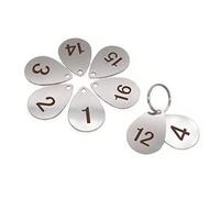 Portachiavi a forma di goccia in acciaio inox 304 con anello, 20 pezzi, con numero laser, portachiavi numerati, da 1 a 20