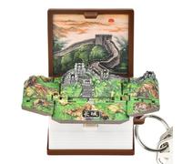 Portachiavi a forma di libro pieghevole in 3D, con paesaggio naturale e culturale, per cellulari, zaini, chiavi 'auto, borse