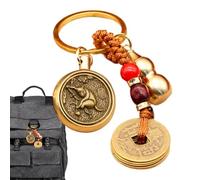 Portachiavi a forma di moneta cinese dei cinque imperatori, in, con ciondolo, God Monkey Turn + Five Emperors Mo, Refer to description