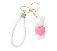 Portachiavi a forma di orso in resina con ciondolo a forma di orsetto che tiene il cuore - portachiavi per zaino, ornamenti a forma di orso, bomboniere, ciondolo per borsa, bianco, Refer to