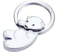 Portachiavi a forma di "orso polare baby", in metallo cromato, colore bianco
