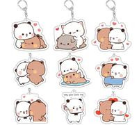 Portachiavi a forma di panda Bubu e Dudu, portachiavi Kawaii anime carini (set (tutti i 9 stili)