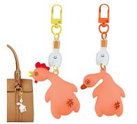 Portachiavi a forma di pollo, con fritta e galline, 2 ciondoli a forma di cangiante, per borse, graziose decorazioni per zaino per donne, uomini e bambini