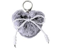 Portachiavi a forma di pompon con morbida pelliccia artificiale in peluche a forma di palla da donna, Gelo sull'erba, Bohemian