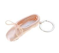 Portachiavi a forma di scarpetta da balletto, realizzato a mano, in seta, elegante, accessorio per le danze, Colore Marrone Chiaro Lb, M