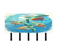 Portachiavi a forma di tartaruga da parete con organizer per posta e 5 ganci autoadesivi da parete per decorazione della stanza, soggiorno, corridoio