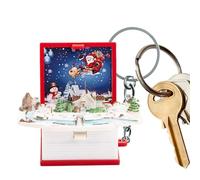 Portachiavi a libro 3D, 5 x 4 x portachiavi a libro, giocattolo pop-up per Natale, ciondolo per zaino, decorazione creativa, album di Natale 3D per zaino per bambini