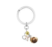 Portachiavi a proiezione fotografica personalizzato Cuore Girasole Portachiavi Ti Amo 100 Lingue Portachiavi Immagine Argento Portachiavi in Memoria Regalo per Compleanno Natale San Valentino,Stile 7