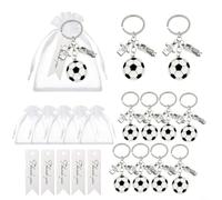 Portachiavi a tema calcio, confezione da 20 pezzi, con sacchetti trasparenti ed etichette, ciondoli in metallo per premi di squadra, premi, carnevale, scuole, aule, 7,6 cm (20 pezzi)