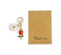 Portachiavi a tulipano con biglietto di ringraziamento, regalo per donne di compleanno, regali di amicizia, regali di buona fattura e congratulazioni, amici che lasciano il lavoro o apprezzamento