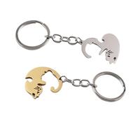 Portachiavi abbinato, in bianco e nero con puzzle coordinato, portachiavi per coppie di gatti, portachiavi coordinati con gatti, portachiavi a forma di cuore per lui e per lei, Oro, Refer to