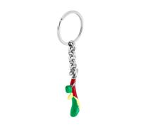 Portachiavi ad Anello con Asso di Bastoni Smalto Multicolor in Acciaio