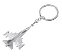 Portachiavi Aereo da Caccia F16, esercito aereo in acciaio argentato., argento, 7 x 4 cm