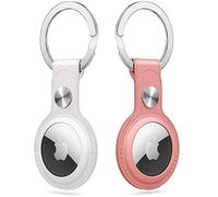 Portachiavi AirTag in pelle PU per Apple AirTags, confezione da 2, anti-smarrimento, antigraffio, sicuro portachiavi per chiavi, collare per cani/collare per gatti, bagagli, custodia protettiva per