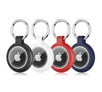 Portachiavi AirTag, Porta Airtag Secure Holder, Custodia Apple AirTags in Silicone, Resistente ai Graffi e Impermeabile, 4Pezzi Cover per Air-tag con Copertura Frontale Trasparente