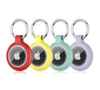 Portachiavi AirTag, Porta Airtag Secure Holder, Custodia Apple AirTags in Silicone, Resistente ai Graffi e Impermeabile, 4Pezzi Cover per Air-tag con Copertura Frontale Trasparente
