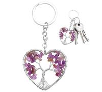 Portachiavi Albero Della Vita, Portachiavi 7 Chakra A Forma Di Cuore Per Gioielli Curativi Pendente Di Cristallo Unico E Colorato Per Coppie,Regali Di San Valentino,Charm Anniversario (C:viola)