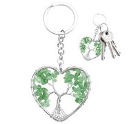 Portachiavi Albero Della Vita,Portachiavi con 7 Chakra A Forma Di Cuore Per Gioielli Curativi Pendente Di Cristallo Unico E Colorato Per Coppie,Regali Di San Valentino,Charm Anniversario (B:Verde)