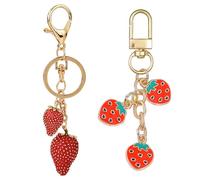 Portachiavi Alla Fragola Da 2 Pezzi, Portachiavi Alla Frutta Creativi, Portachiavi Con Ciondolo Alla Fragola, Graziosi Ciondoli Per Borsa, Portachiavi In Metallo, Accessori Chiave