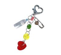 Portachiavi alla moda con cervo e stella, adorabile ciondolo a forma di cuore, accessorio per l'uso quotidiano