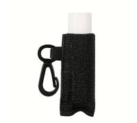 Portachiavi alla moda per balsamo per labbra, rossetto, portachiavi elastico con clip per cosmetici, pratico accessorio da viaggio, accessorio da viaggio fatto a mano, per donne e ragazze, Nero