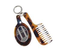 Portachiavi alla moda portatile leopardato pettine portachiavi con strumento di trucco portachiavi creativo zaino accessori
