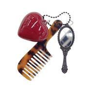 Portachiavi alla moda portatile leopardo stampa pettine portachiavi con cuore e strumento di trucco accessori portachiavi creativi