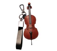 Portachiavi alla moda retrò con violoncello - Portachiavi tascabile in pelle, violino in pelle con anello per appendere e corde finte, per amanti della musica, studenti