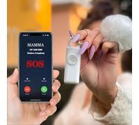 Portachiavi Allarme Antipanico, Dispositivo Antiaggressione SOS Chiamata Automatica, Invio Istantaneo Posizione GPS, Sirena 130dB, Difesa Personale e Autodifesa per Donne, Bambini e Anziani (Bianco)