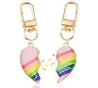 Portachiavi Amicizia Bambini, 2pz Magnetico Portachiavi Coppia Cuore Portachiavi Amica Portachiavi Amiche Arcobaleno Miglior Amico Regalo Portachiavi Regali per Compleanno Laurea Natale (Arcobaleno B)