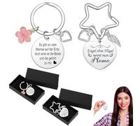 Portachiavi Angelo Custode in Acciaio Inossidabile con Design Originale - Confezione Regalo Incluso, 2 Pezzi, Colore Argento