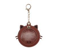 Portachiavi anti animali - portachiavi di stoccaggio anti di gatto a forma di testa di - creativo con scomparto fotografico per zaino, borsa casa, scuola, viaggio a mano, marrone, Se