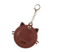 Portachiavi anti pelo, per cani, portachiavi di stoccaggio anti di gatto, a forma di testa di gatto, creativo con scomparto fotografico per zaino, borsa casa, scuola, viaggio a mano, marrone, Se