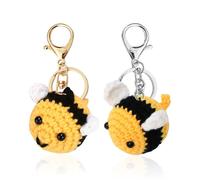 Portachiavi Ape In Peluche 2 Pezzi, All'Uncinetto, A Forma Di Animale, Creativi, Con Ciondolo, Carini