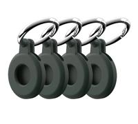 Portachiavi Apple Airtag x4 Nero + Pellicola Protettiva Antigraffio - Airtag Accessori Spessisi Cover Airtag - Custodia Airtag/Android - Mini Porta Airtag - Secure Holder Per Air Tag
