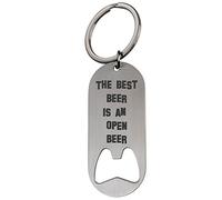 Portachiavi/apribottiglie con incisione in lingua inglese "The Best Beer is an Open Beer", ideale come regalo per il proprio padre, ad esempio per la Festa del Papà