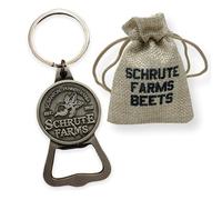 Portachiavi apribottiglie in metallo Schrute Farms con sacchetto regalo | The US Office TV Show Gift | Dwight Schrute | Merce non ufficiale
