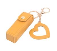 Portachiavi, astuccio per rossetto, mini astuccio per cosmetici, organizer da viaggio in pelle ecologica in poliuretano, per borsa per labbra, balsamo, Giallo