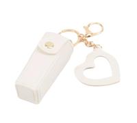 Portachiavi, astuccio per rossetto, mini astuccio per cosmetici, organizer da viaggio in pelle ecologica in poliuretano, per borsa per labbra, balsamo, bianco