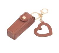 Portachiavi, astuccio per rossetto, mini astuccio per cosmetici, organizer da viaggio in pelle ecologica in poliuretano, per borsa per labbra, balsamo, Caff
