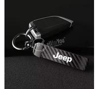 Portachiavi auto Jeep girevole a 90° in pelle nero e grigio titanio 12,5x2 cm